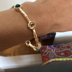 Pretty Gold Bangle Bracelet with assorted stones